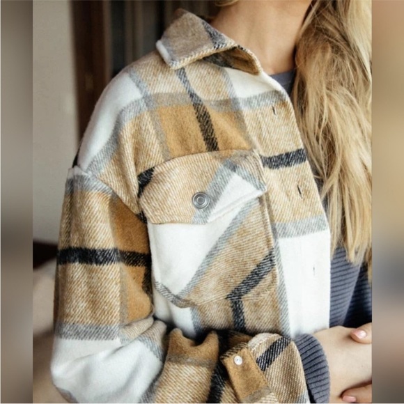 Plaid Oversized Shacket Coat/ Jacket - Picture 5 of 5